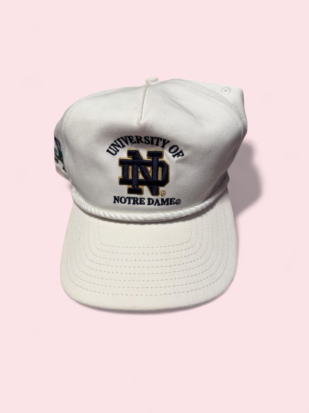 New Era University of Notre Dame White Baseball Cap with Black Interior Trim